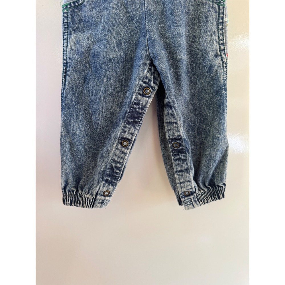 Vintage OshKosh Baby Overalls Bug Acid Wash 18 Month Red Shirt Set Made in USA - Picture 3 of 7